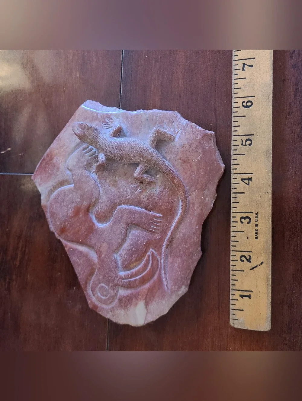 Polished 3D Hand Carved Stone Relief - Peruvian Nazca Monkey & Lizard 6